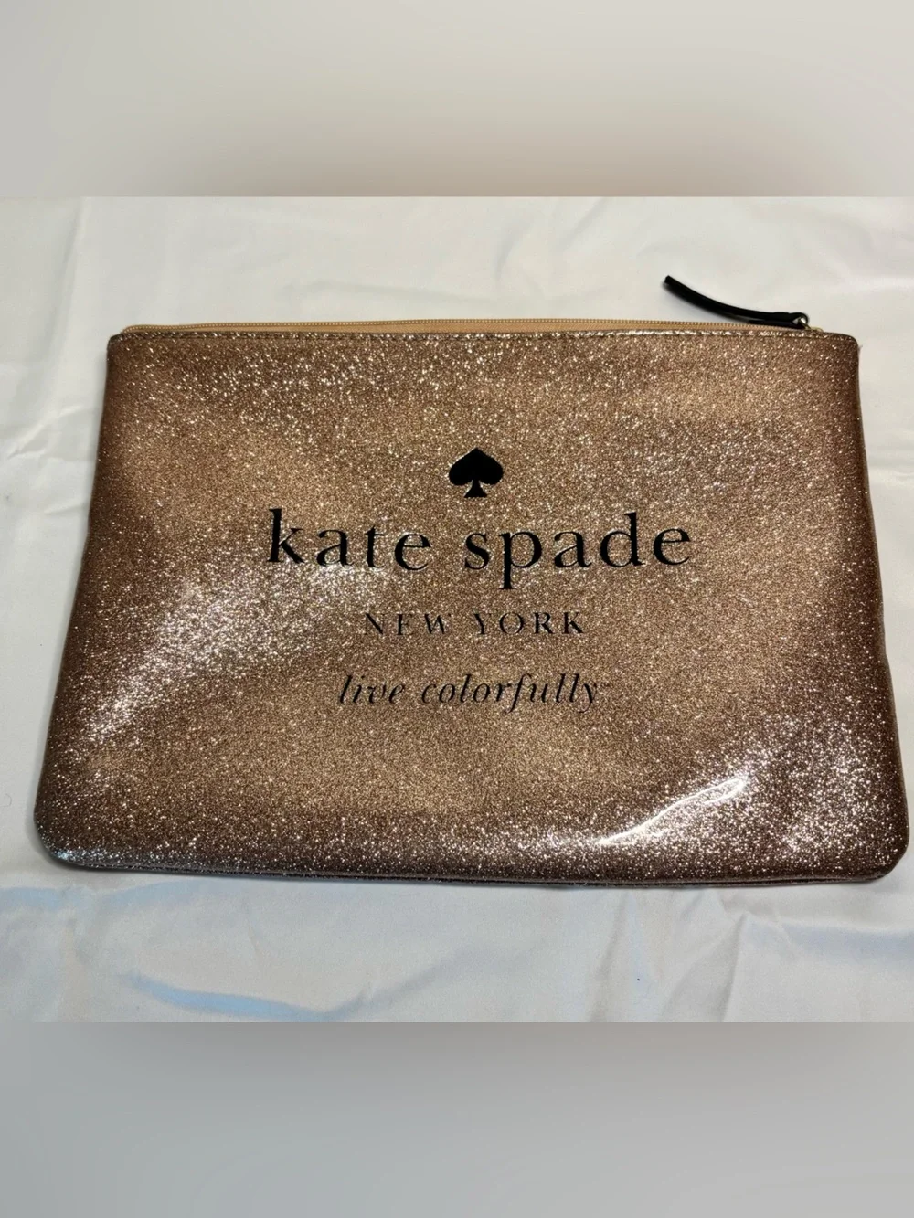 kate spade Rose Gold Glitter Holiday Diva Gia Pouch